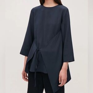 COS Asymmetric Wrap Dark Navy Top Size 6